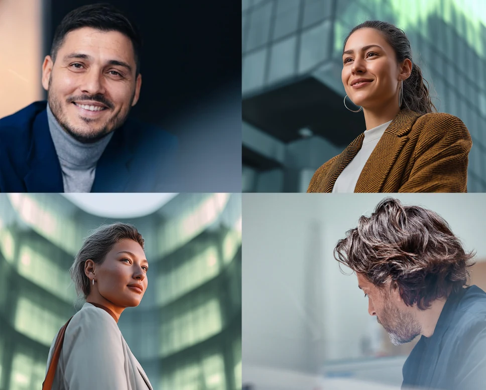 ClickBalance portrait photography system featuring modern business leaders