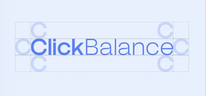 Geometric construction of the ClickBalance wordmark